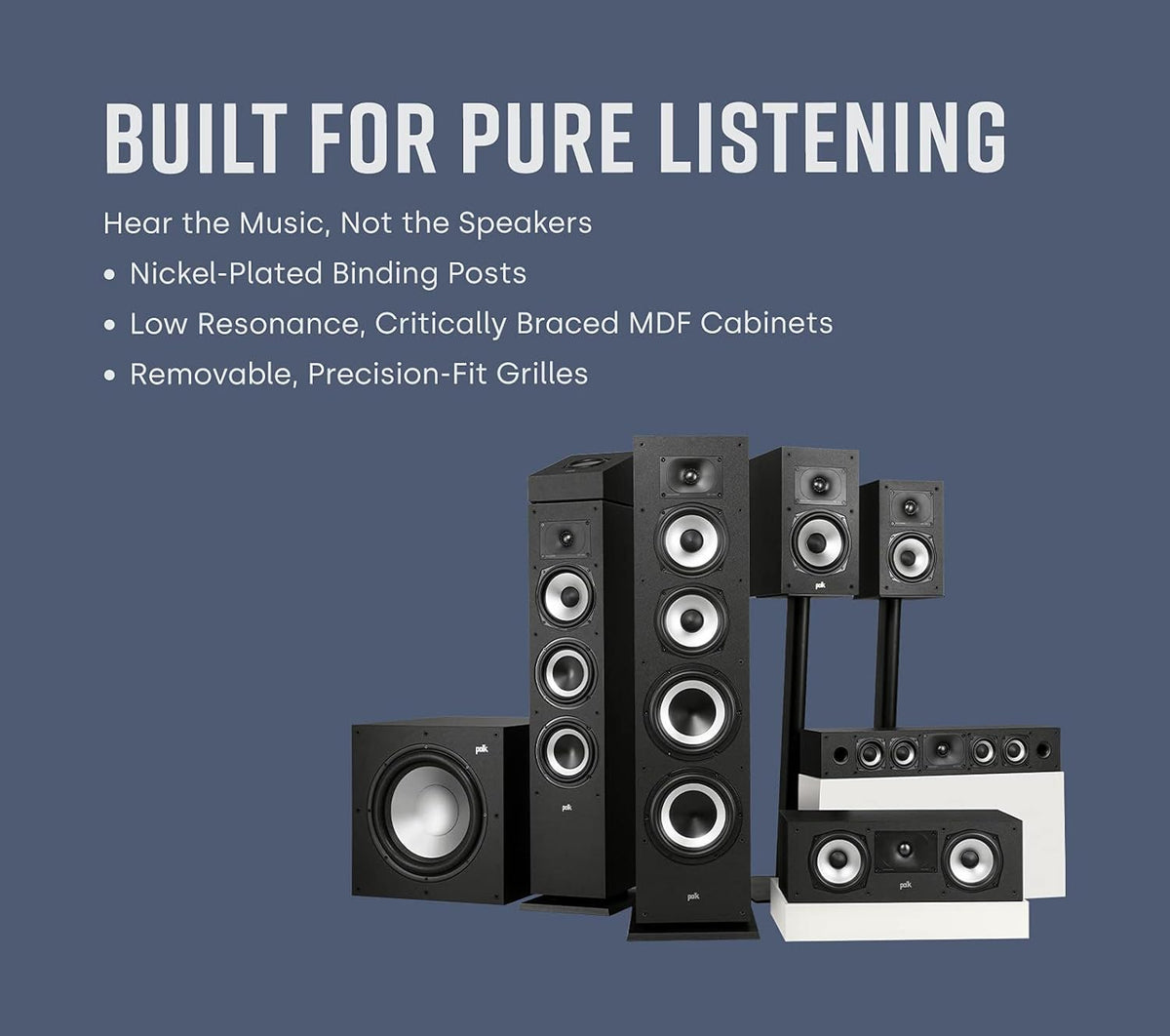 Midnight Black Slim Center Channel Speaker V6870