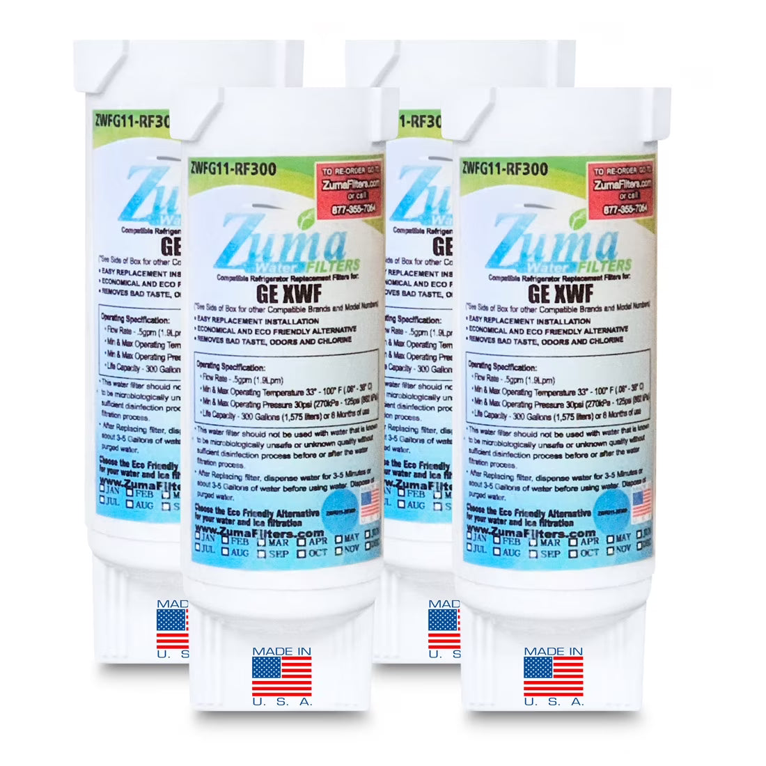 4 Pack Refrigerator Water and Ice Filter B399