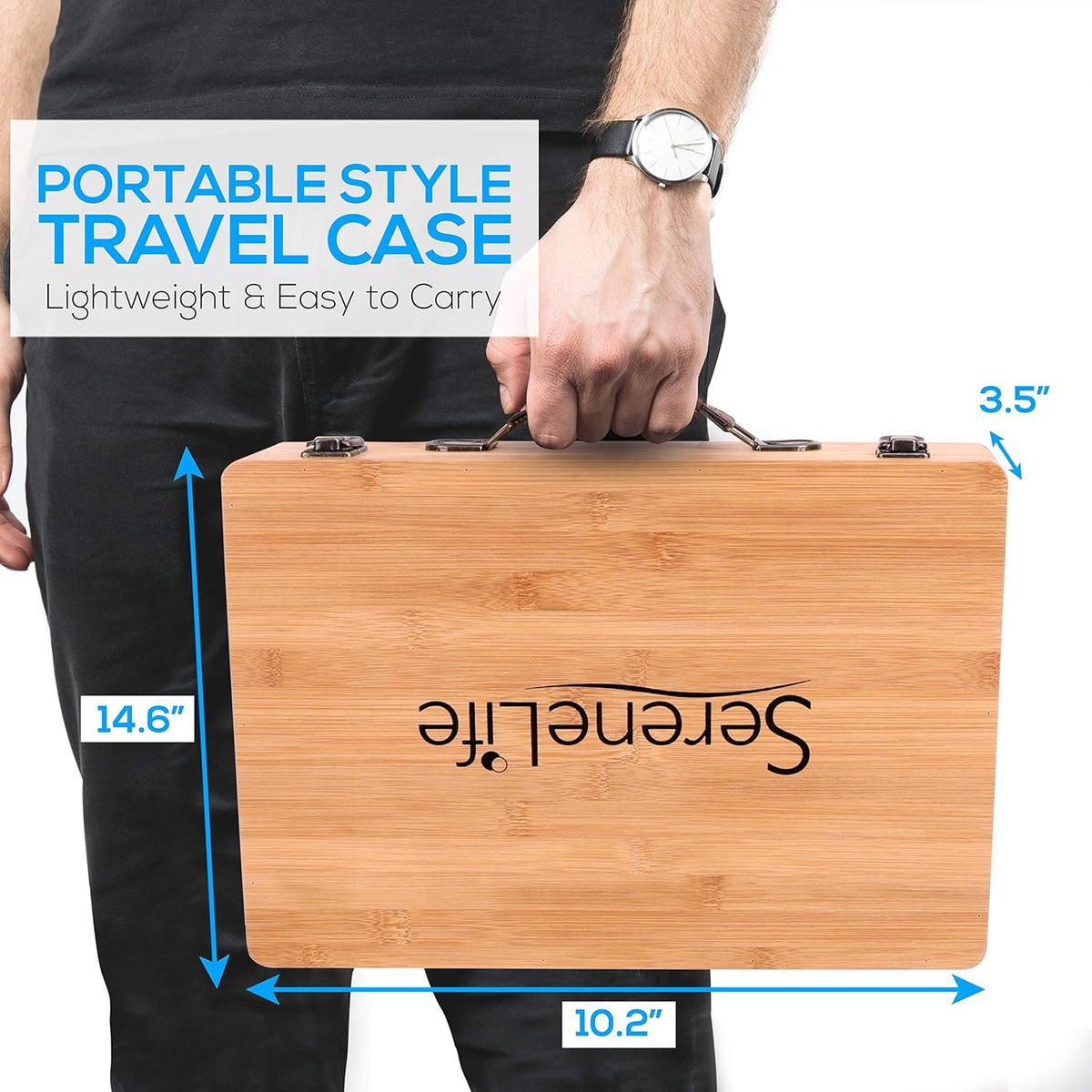 12 Pc Black Stone Massage Kit with Bamboo Heating Case S535