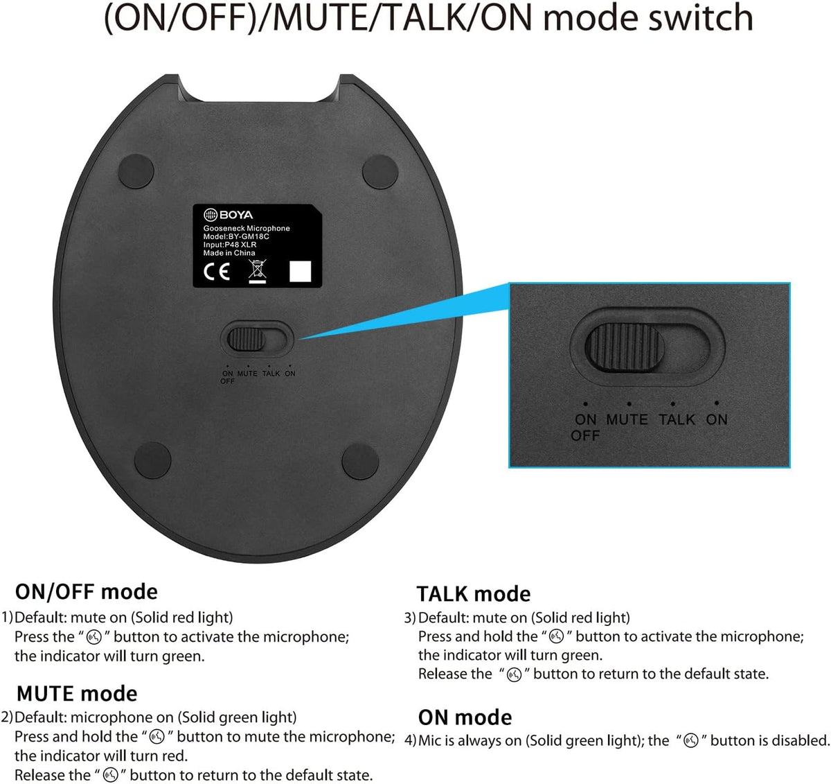 Desktop Gooseneck Condenser Microphone 18" with Mute Button LED Indicator XLR Mic C62939