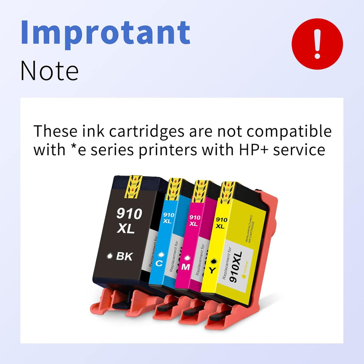Remanufactured Ink Cartridge Combo Pack 4 Pack for HP 910 XL Printer E2381