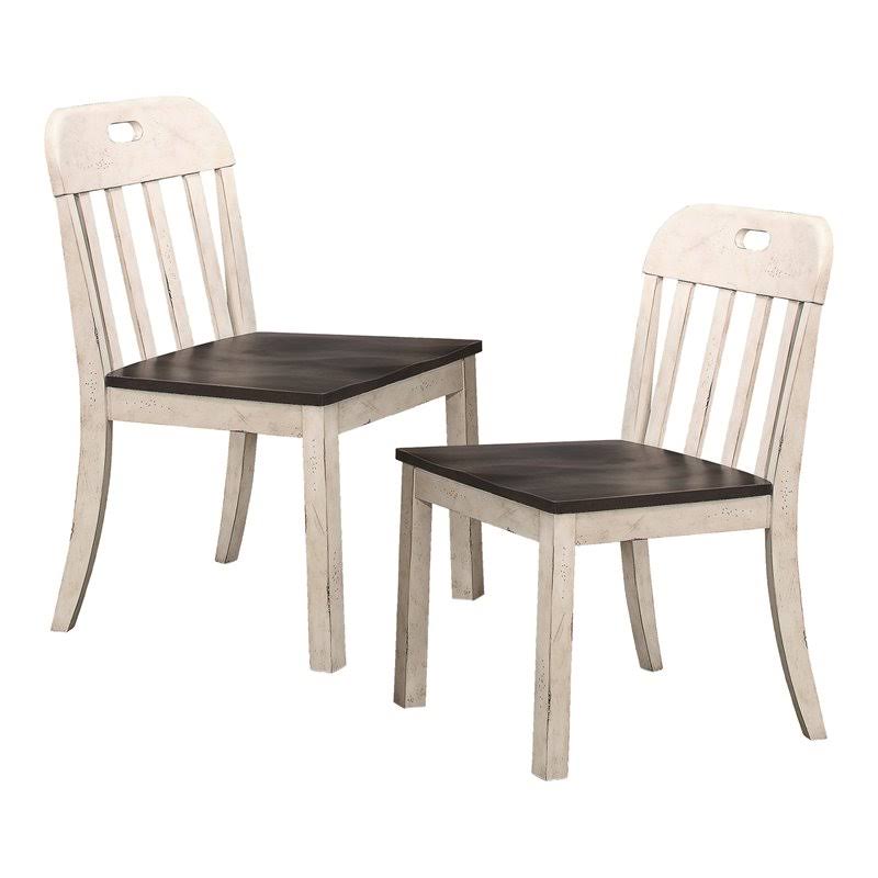 Antique White and Gray Side Chair Set of 2 J2146