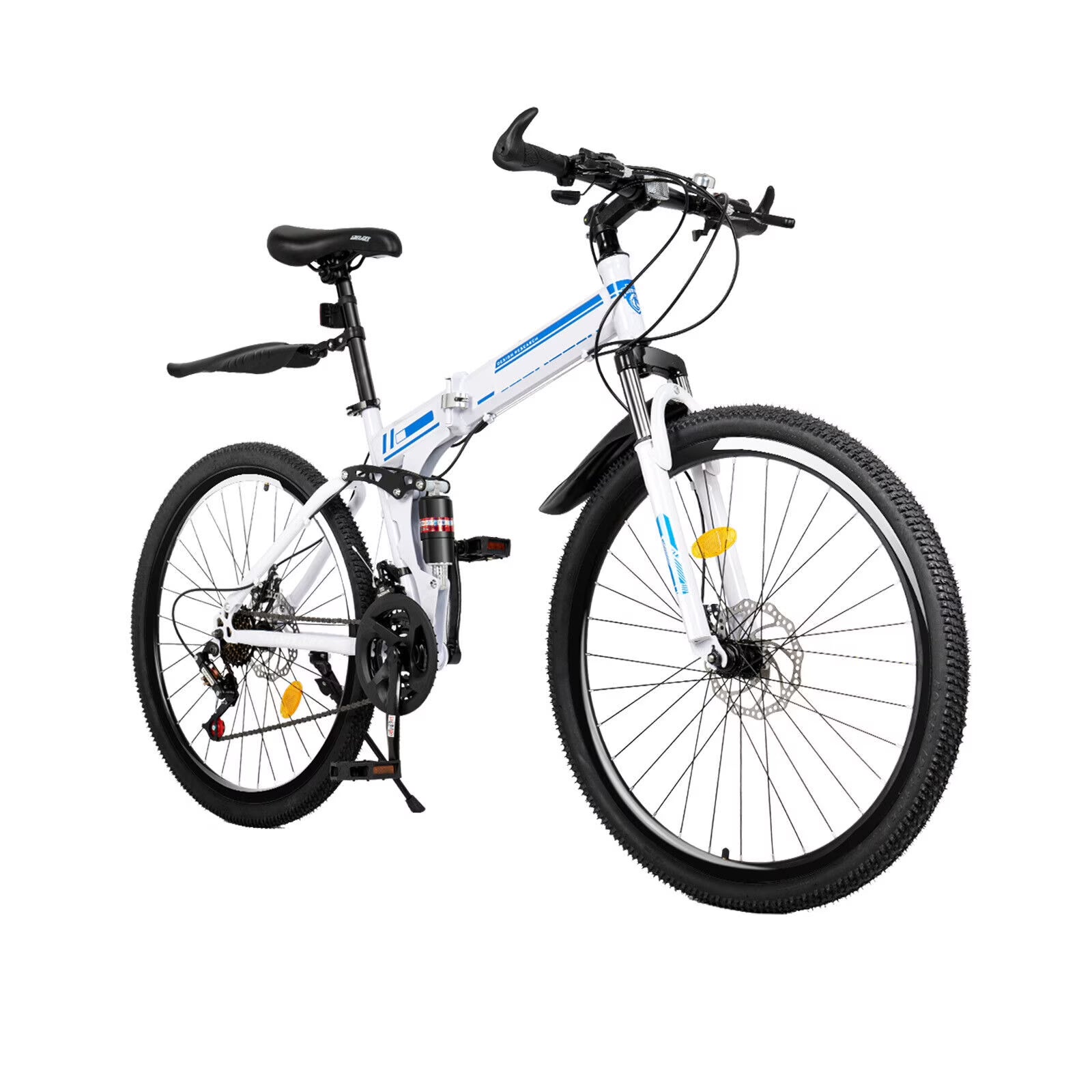 26" 21-Speed Folding Mountain Bike Dual Disc Brake MTB Bicycle J71834