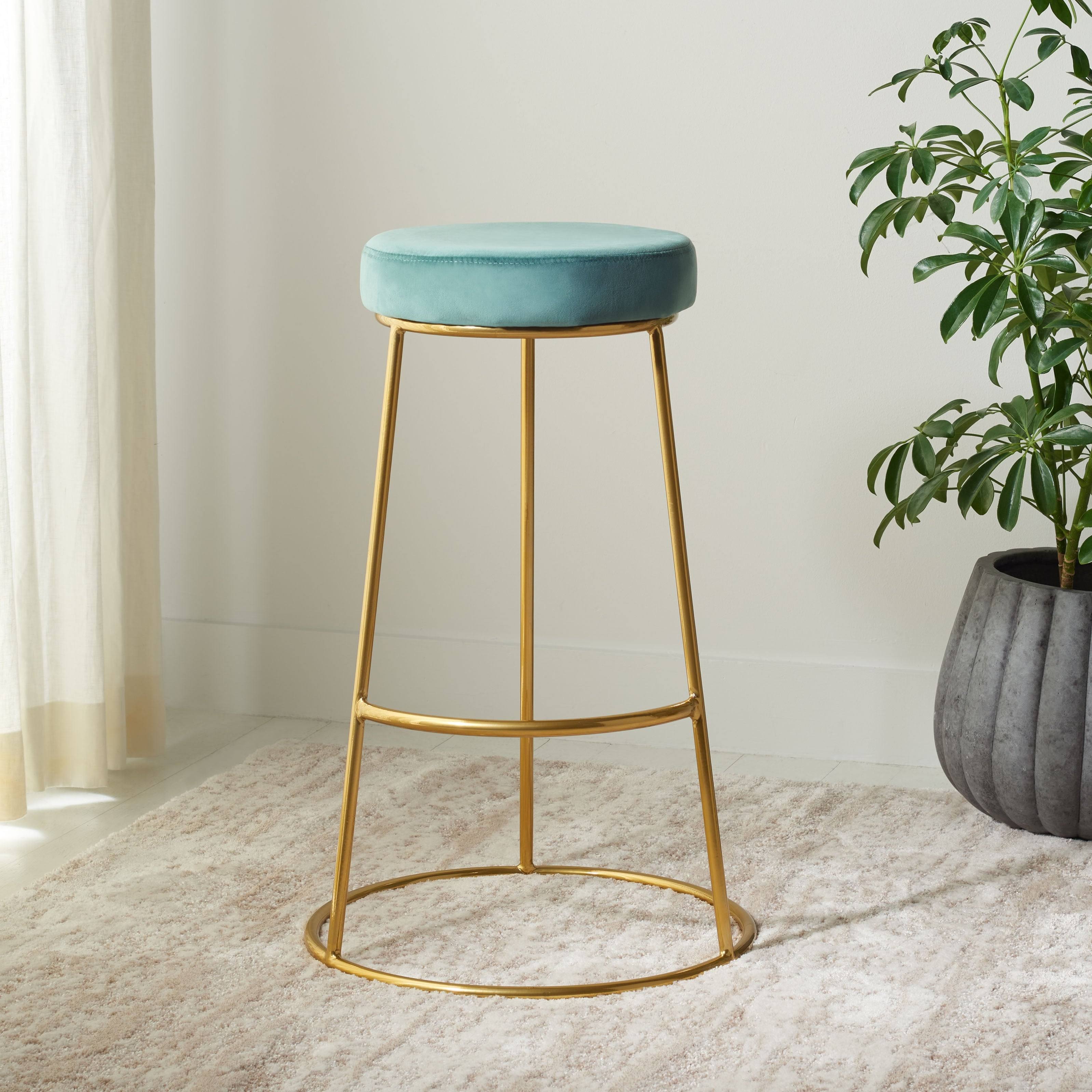 Dusty Blush / Gold Round Bar Stool H14717