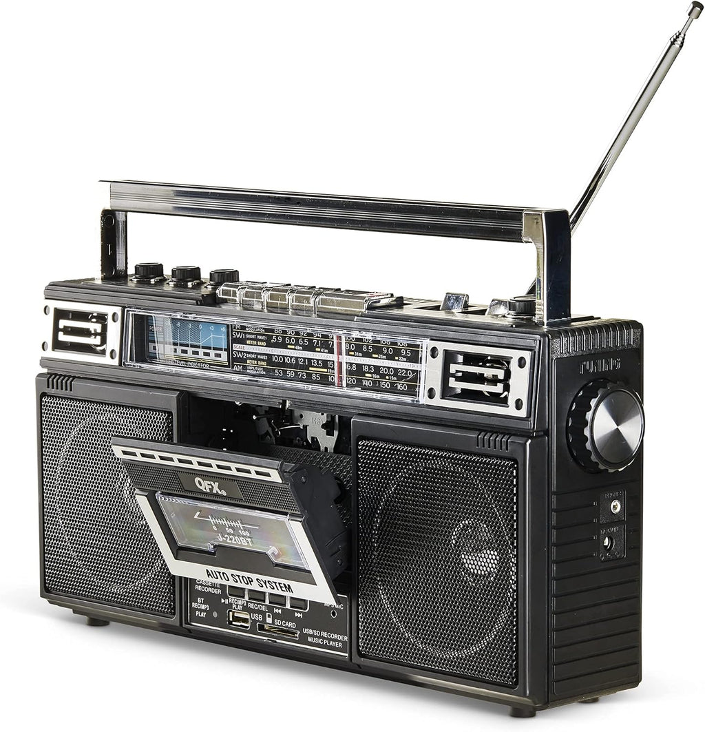 Cassette Player/Recorder Boombox with Bluetooth, Dual 3” Speakers, Pack of 2 F696341
