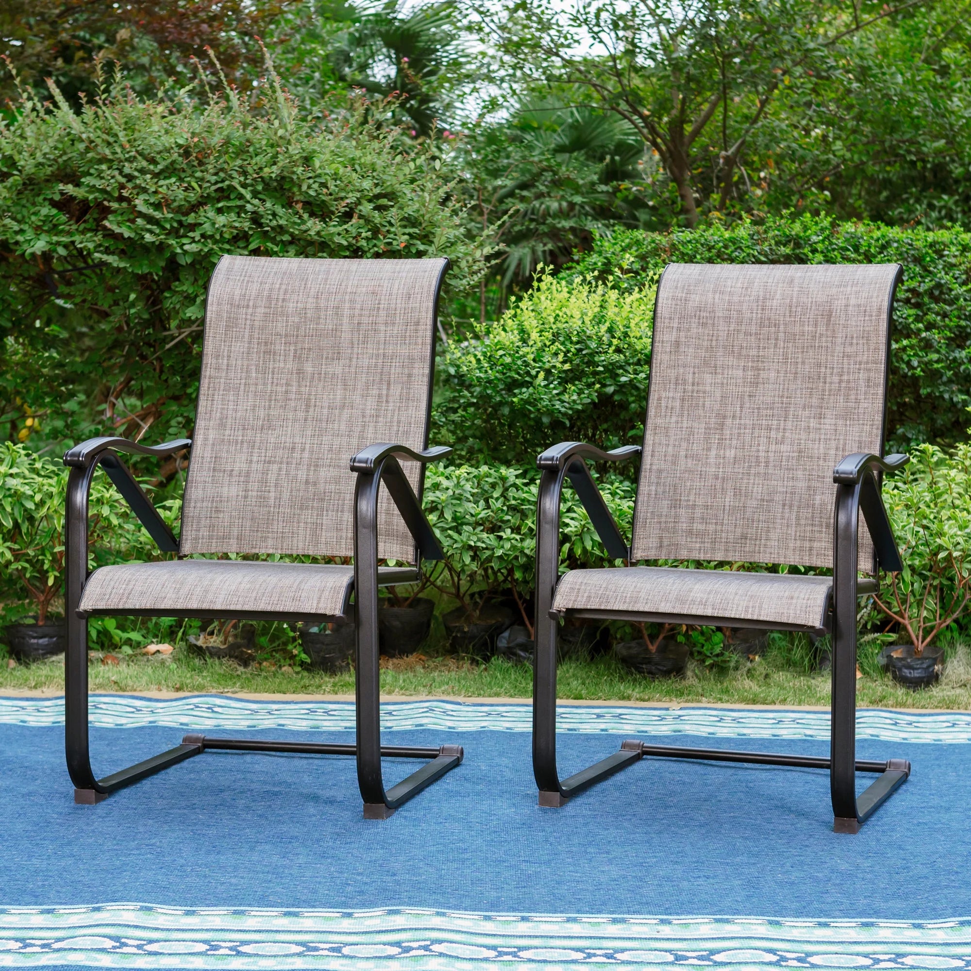 7-Piece Outdoor Patio Dining Set with 6 Rocking Chairs and 1 Metal Table N451997
