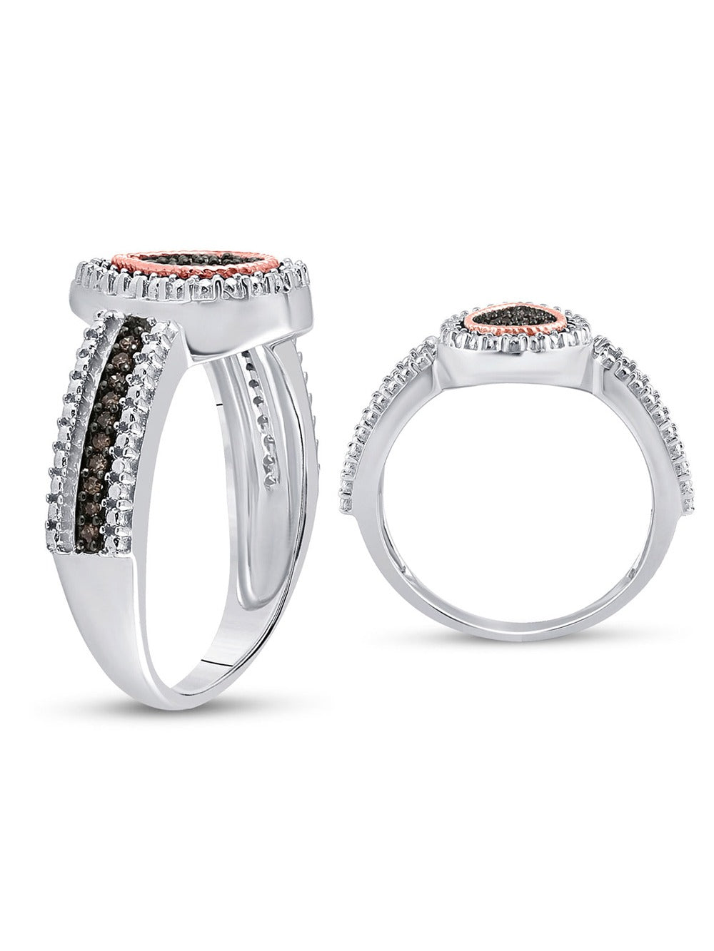 Sterling Silver White and Champagne Diamond Ring U103870