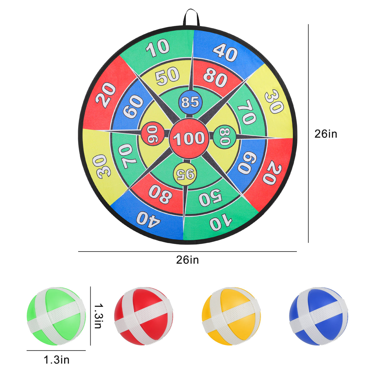 26'' Dartboard Set with 16 Sticky Balls and 2 Hooks B15310