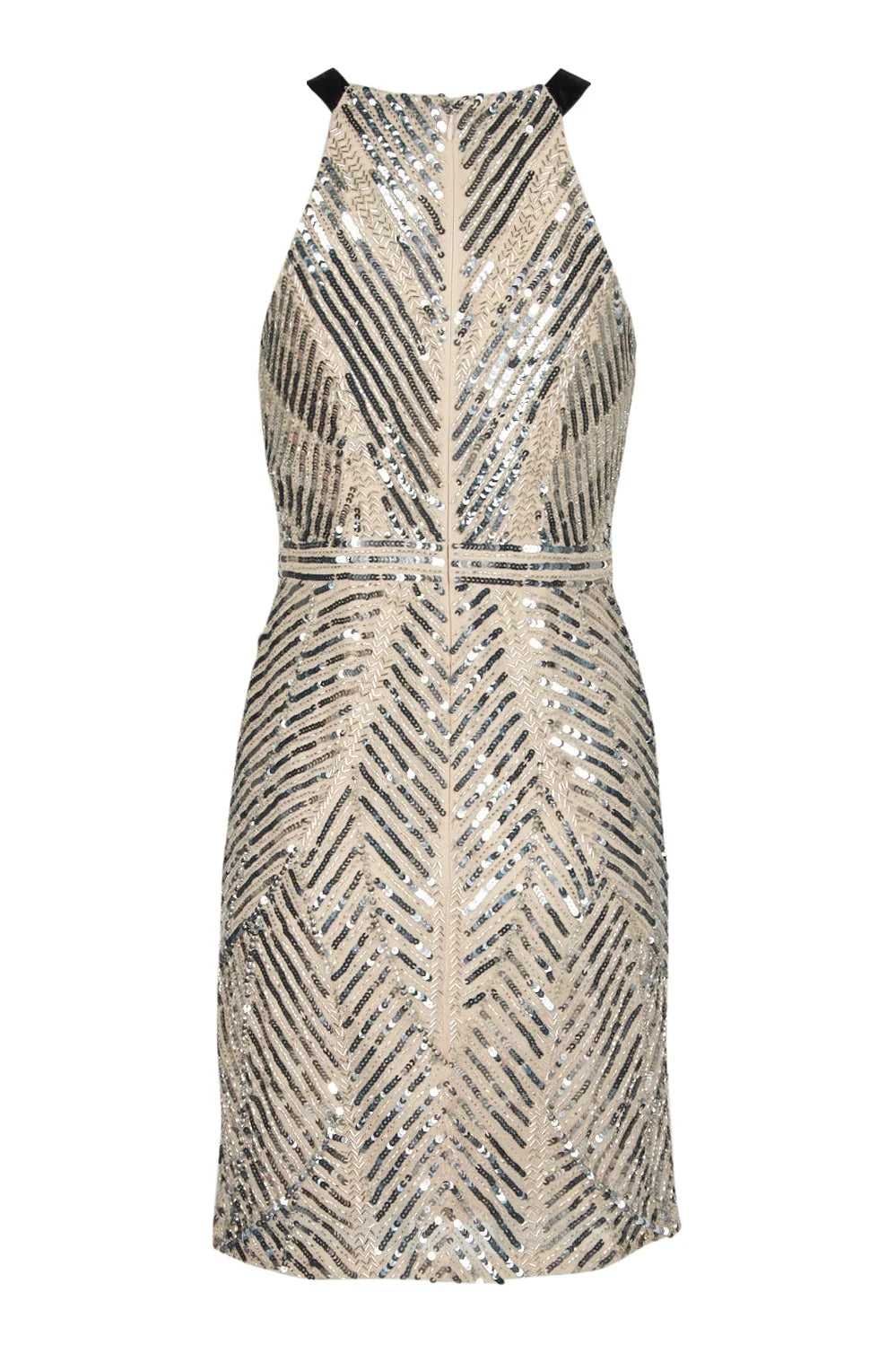 Champagne Halter Neck Bodycon Sequin Dress O162