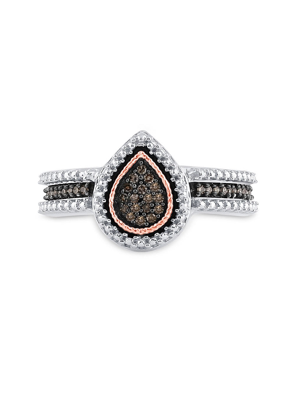 Sterling Silver White and Champagne Diamond Ring U103870