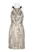 Champagne Halter Neck Bodycon Sequin Dress O162