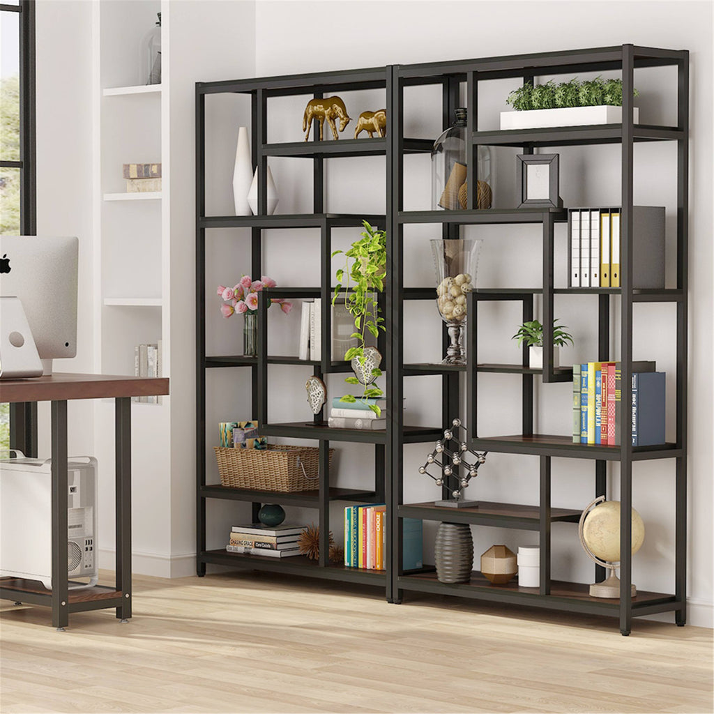 Black Staggered Bookshelf Etagere Bookcase P3268