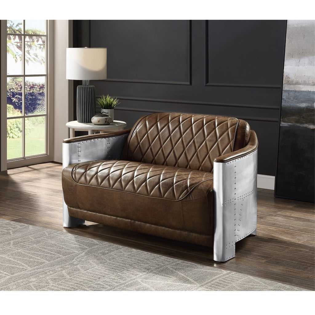 Espresso Top Grain Leather Loveseat U297079