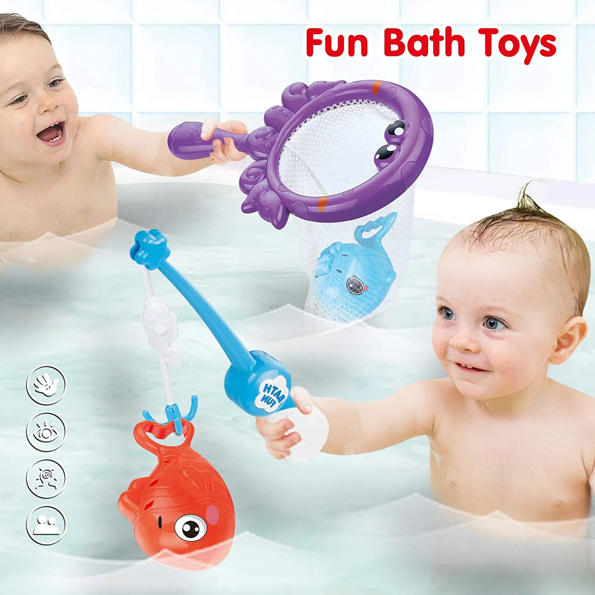 Mold Free Fishing Games Swimming Whales Water Table Pool Bath Toy for Toddlers R182986