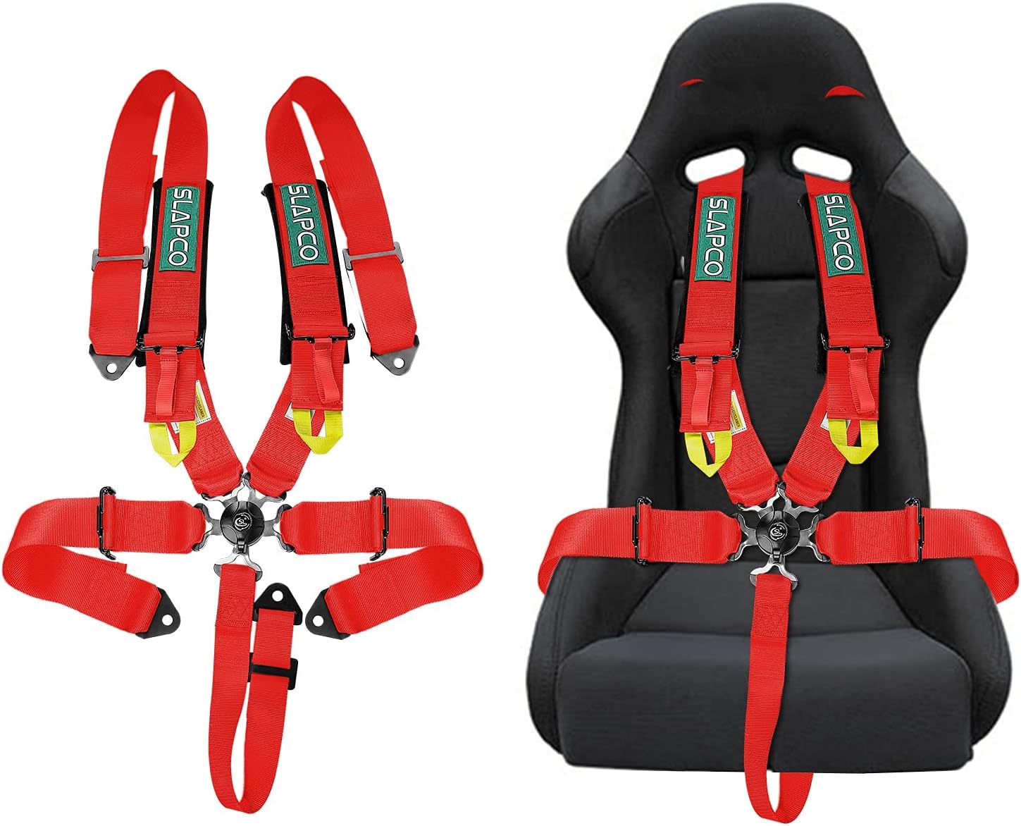Red 2PCS 5-Point Racing Safety Harness Set with Shoulder Pads Universal Polyester Safety Harness Set D803347