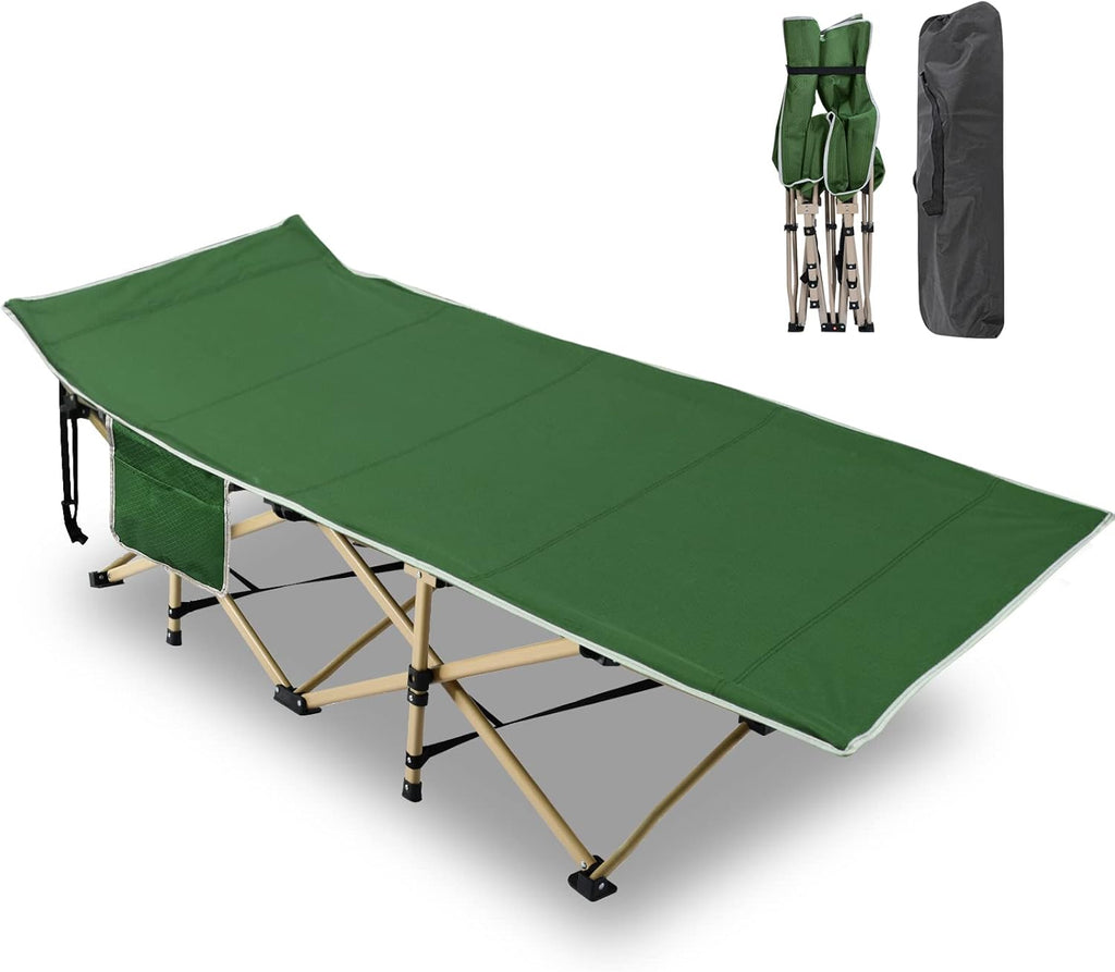 Portable Heavy Duty Outdoor Sleeping Cot with Carry Bag (Grey+ Pad) W258922