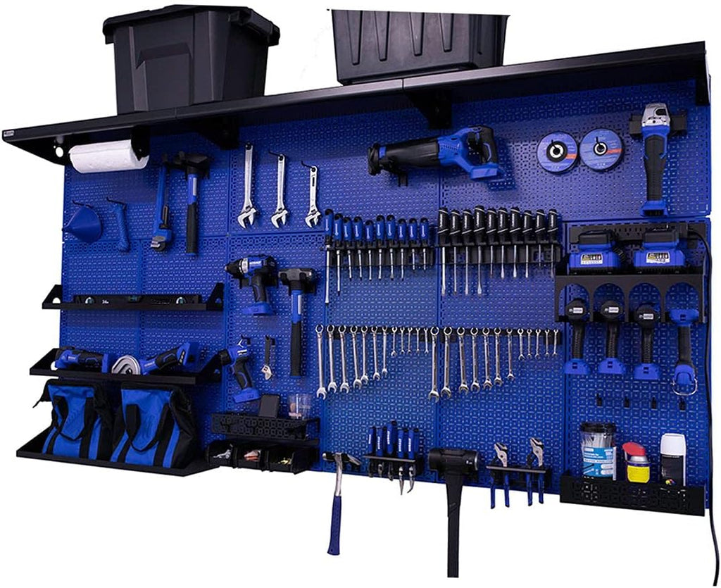 Black/Silver Metal Pegboard Wall Organization System N54188