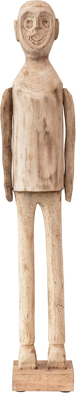 Hand-Carved Mango Wood Standing Figure Décor, Brown Pack of 2 U20721