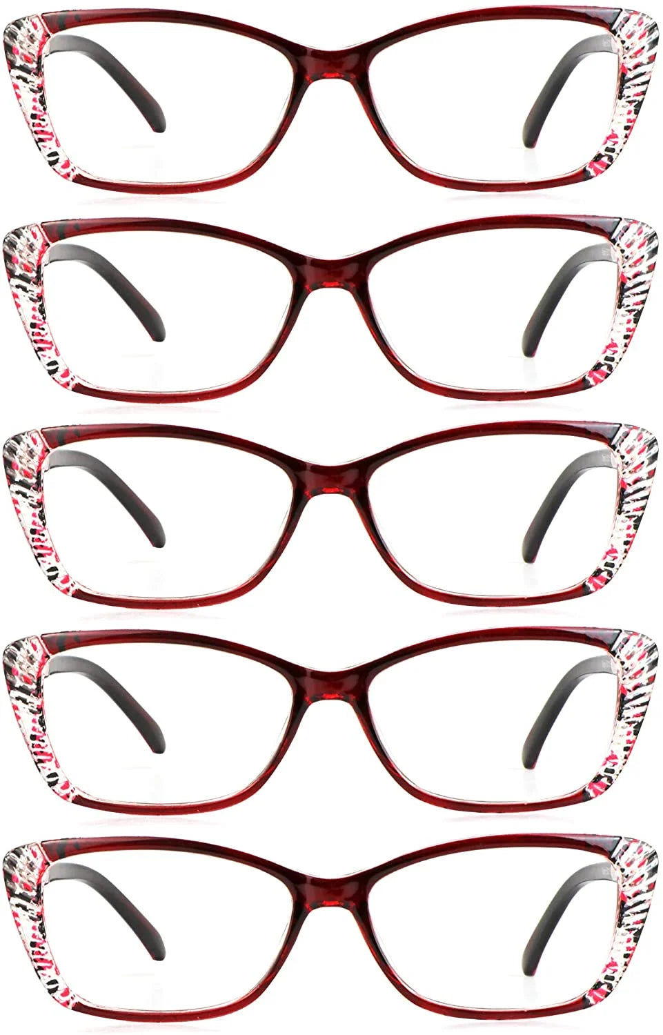 5 Pairs Blue Light Blocking Rectangle Reading Glasses U34674
