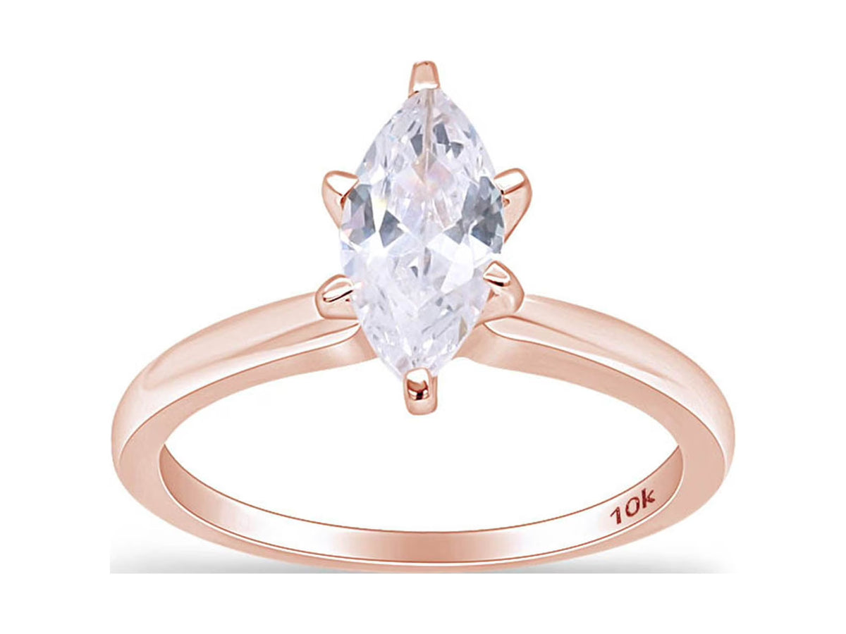 Rose Gold Cubic Zirconia Solitaire Engagement Ring G80429