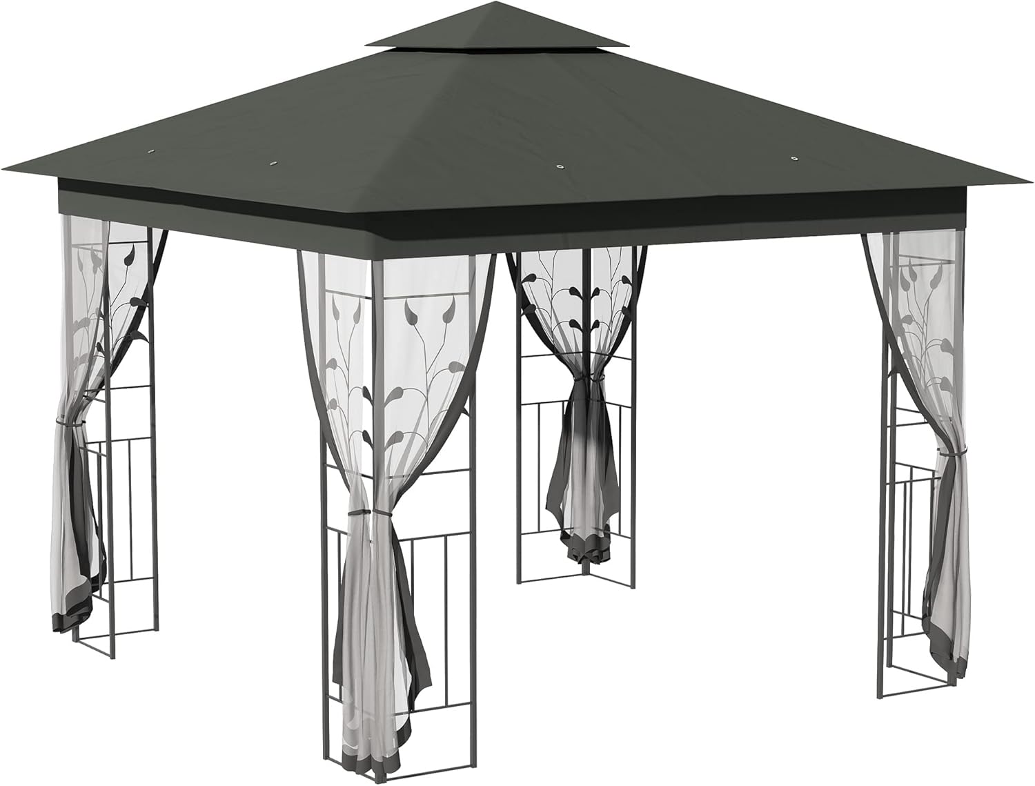 Grey 10' x 10' Outdoor Patio Gazebo Canopy with Steel Frame B8917