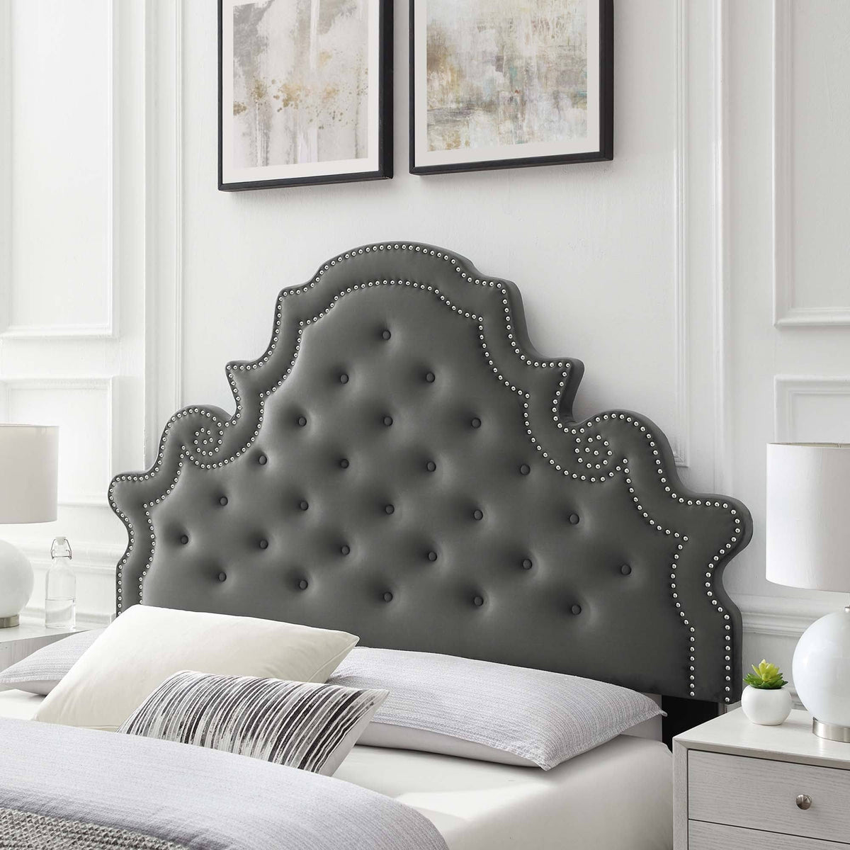 Tufted Dusty Rose Performance Velvet Twin Headboard S33865