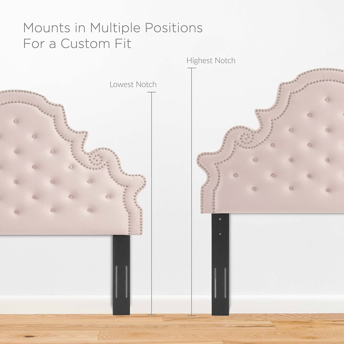 Tufted Dusty Rose Performance Velvet Twin Headboard S33865