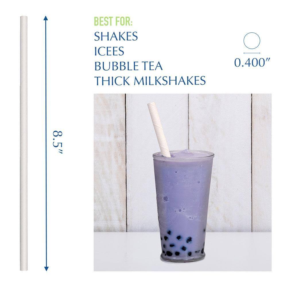 8 1/2x22 White Unwrapped Paper Straw - 1480/Case K185702