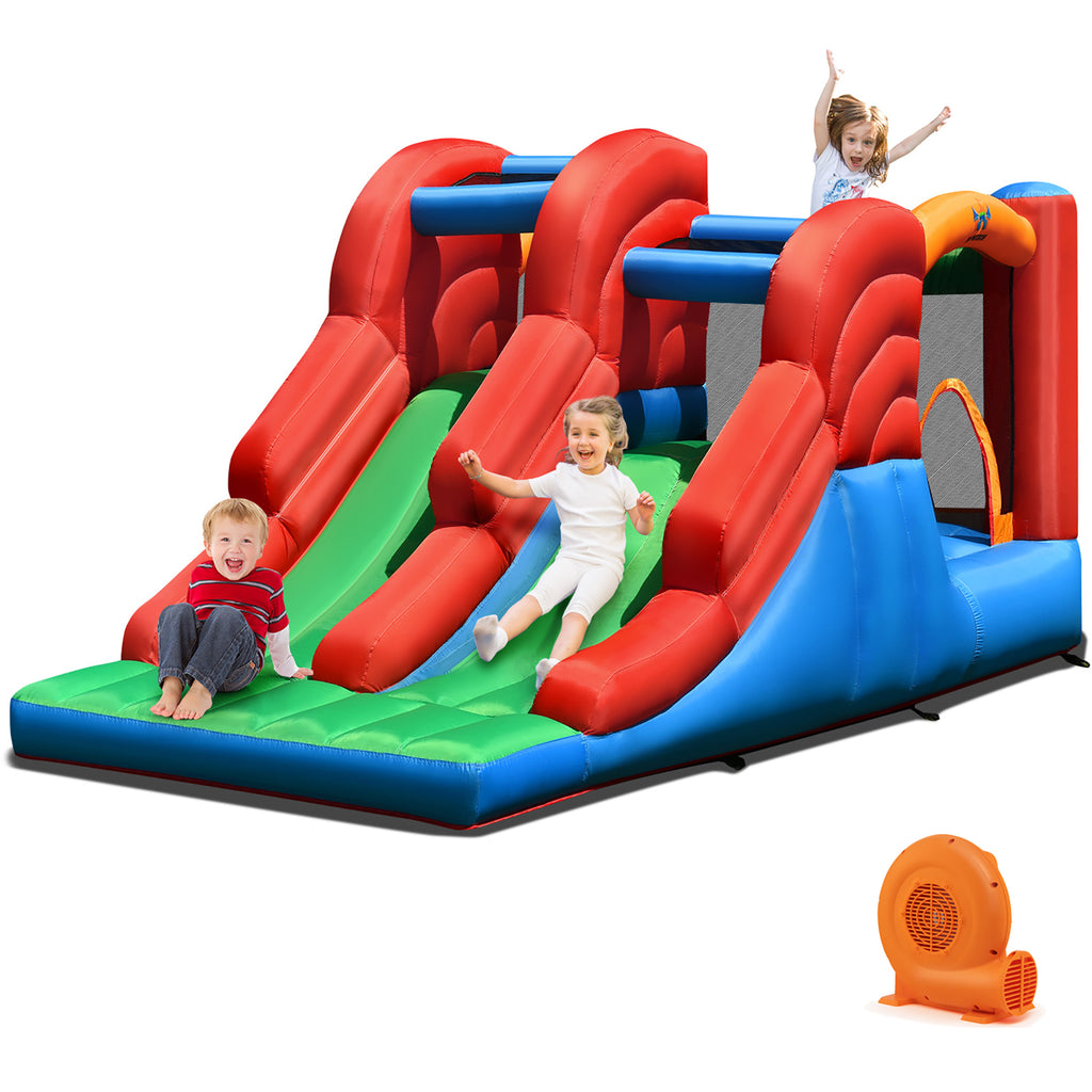 Inflatable Bounce House 3-in-1 Dual Slides Jumping Castle with 550W Blower T924