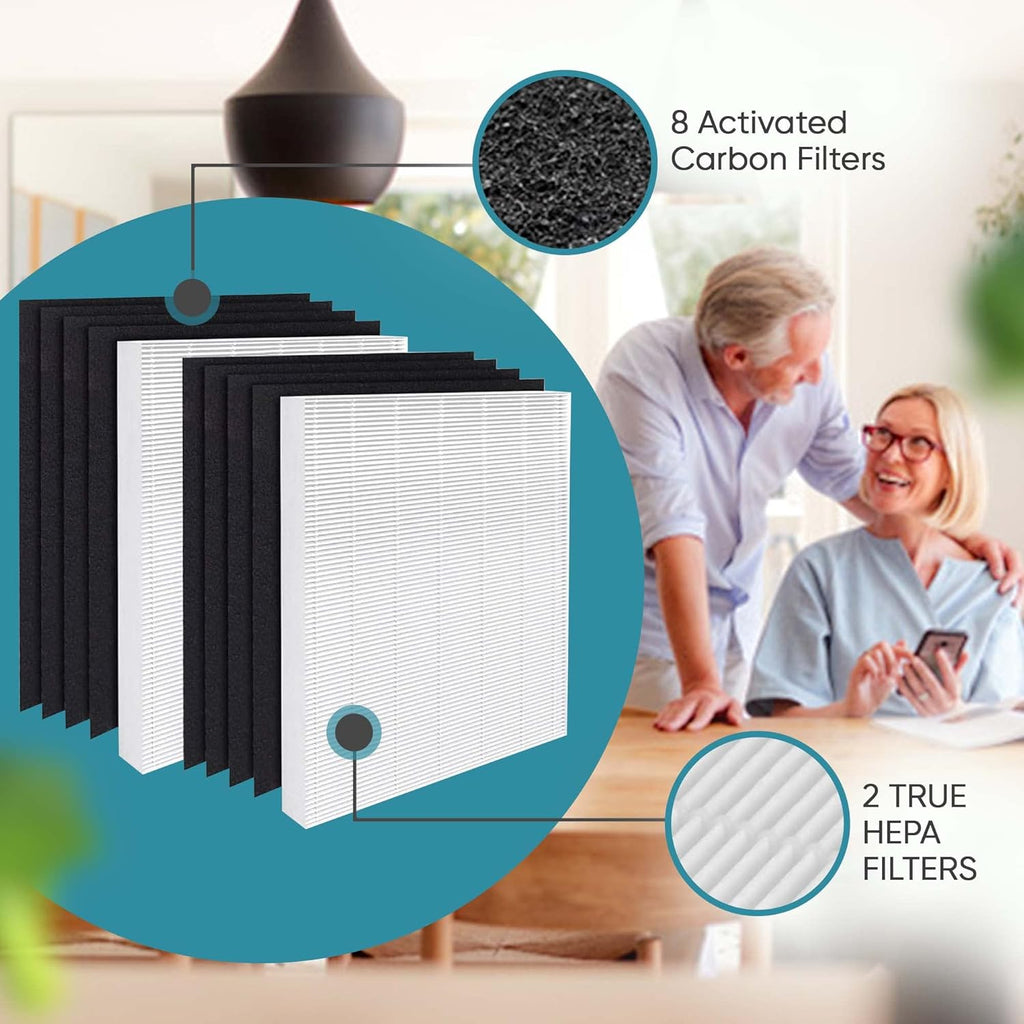 Pack of 2 True HEPA Filter + 8 Activated Carbon Filters I853