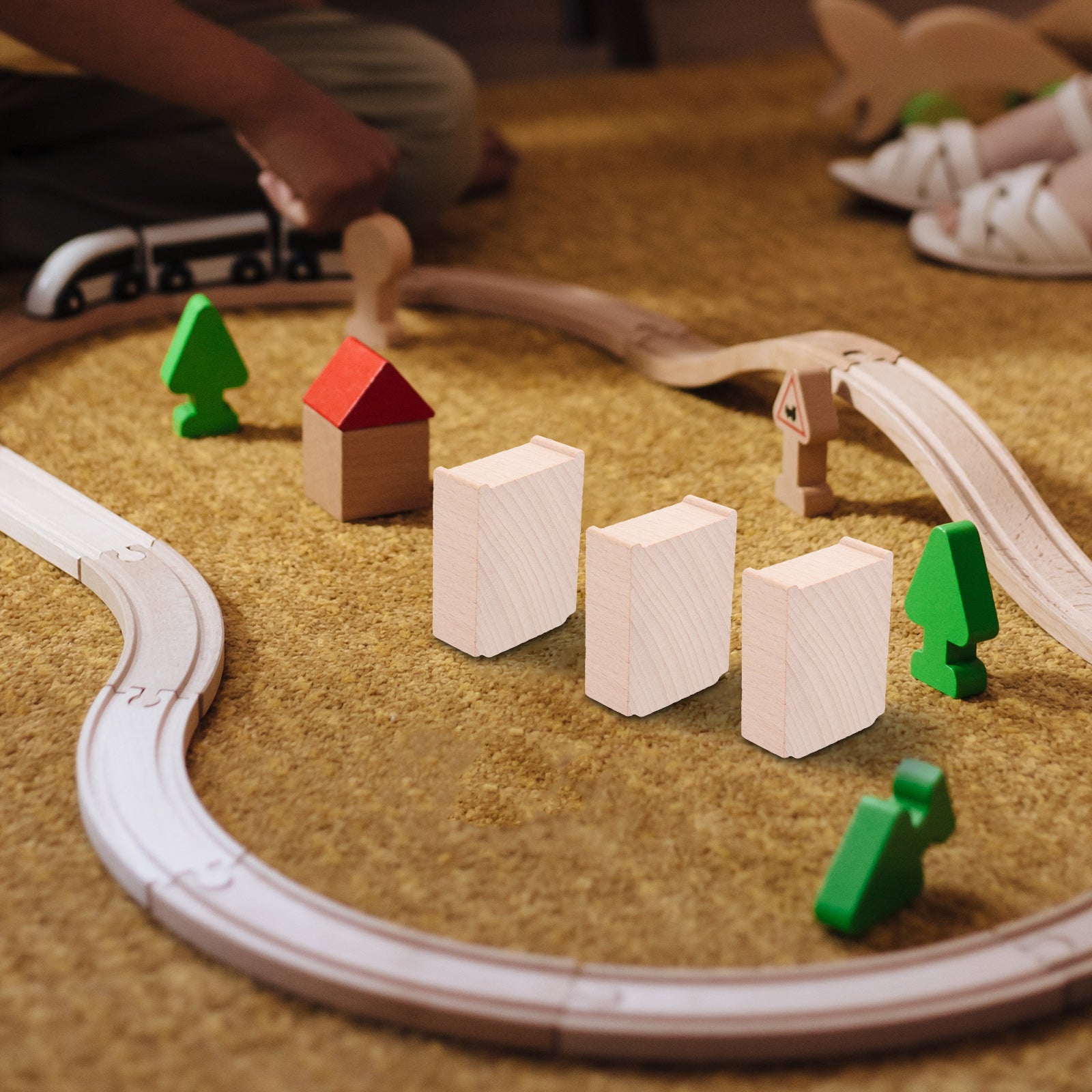 6 Pcs Wooden Train Track Bridge Supports Accessories X560175