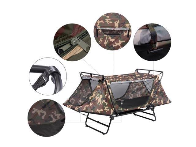 Single Tent Cot Folding Portable Waterproof Camping Hiking Bed with Rain Fly Bag H59285
