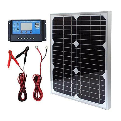 20W 12V Monocrystalline Solar Panel Kit with 10A Solar Charge Controller and Cable U573