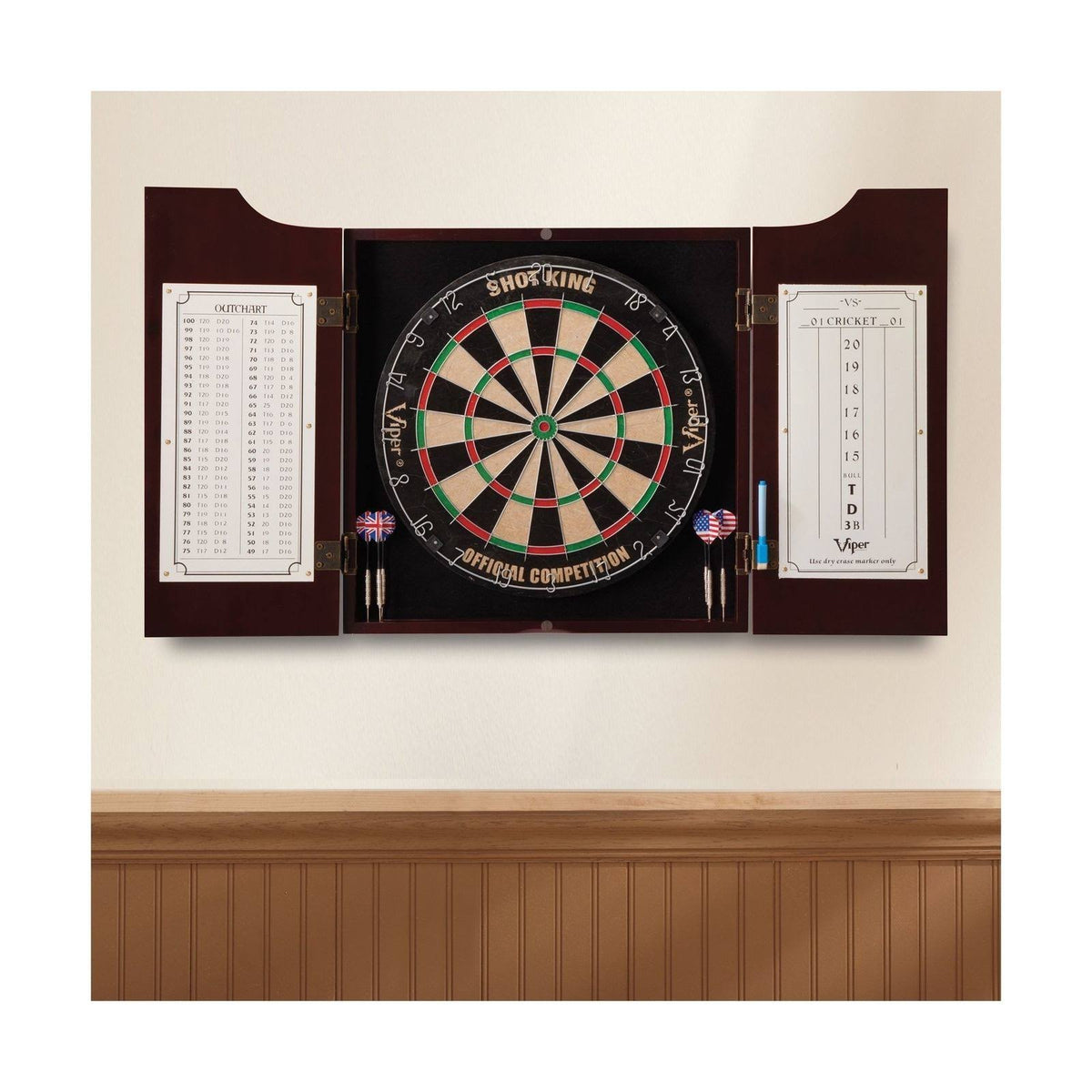 Sisal/Bristle Steel Tip Dartboard & Cabinet Bundle E630136