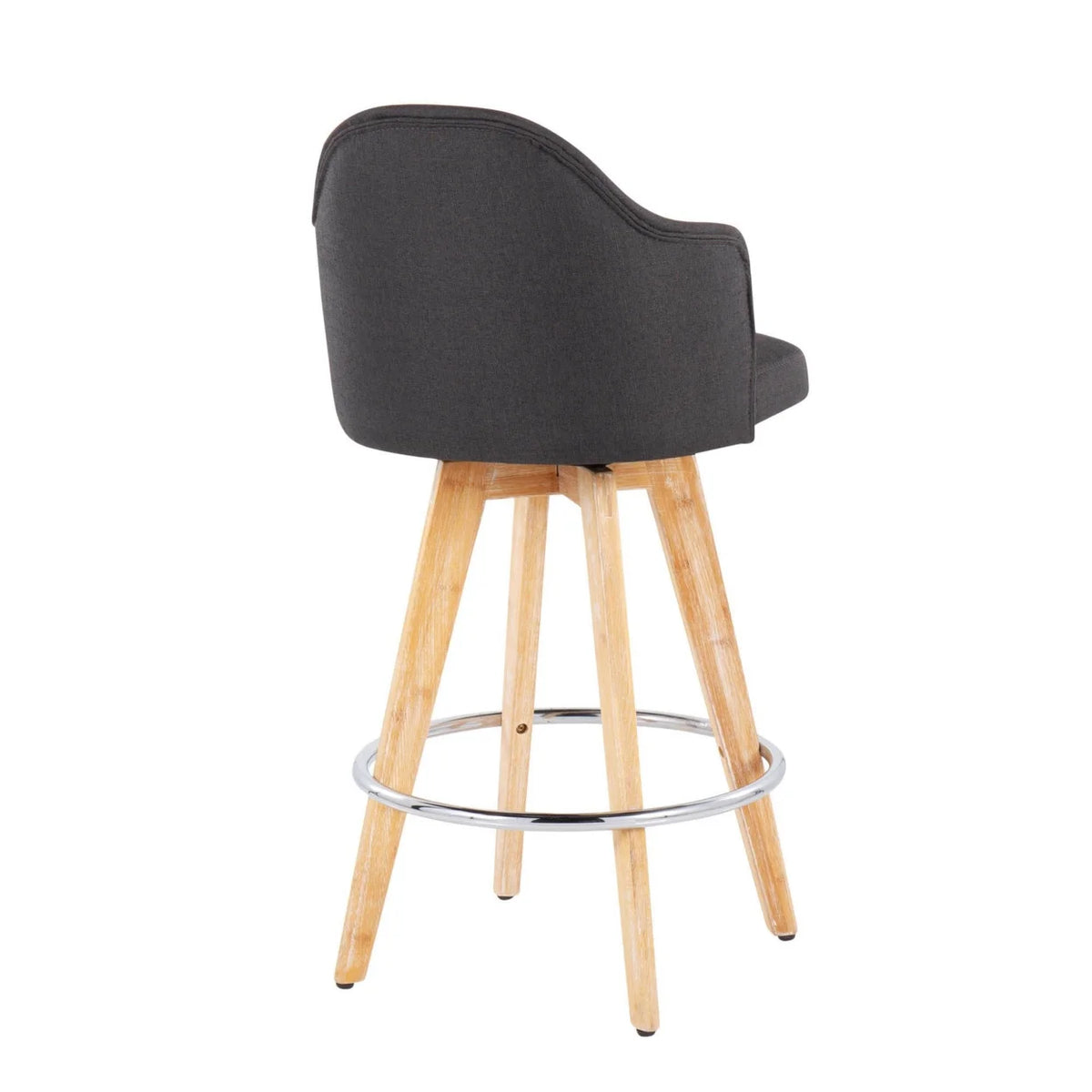Charcoal Counter Stool with Natural Bamboo Legs and Chrome Metal Footrest M577