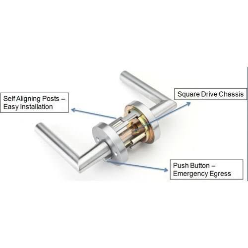 Satin Chrome Privacy Door Lever Set with Push Button Lock V6994