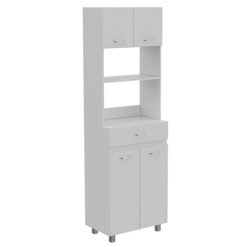 2-Shelf 1-Drawer Microwave Pantry Cabinet White U94793