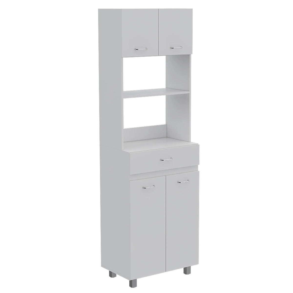 2-Shelf 1-Drawer Microwave Pantry Cabinet White U94793