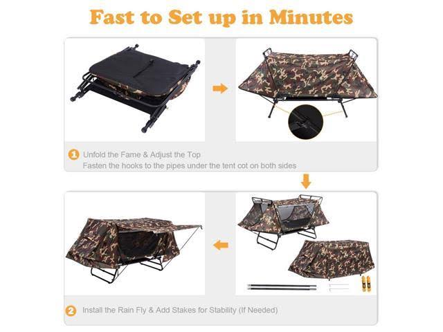 Single Tent Cot Folding Portable Waterproof Camping Hiking Bed with Rain Fly Bag H59285