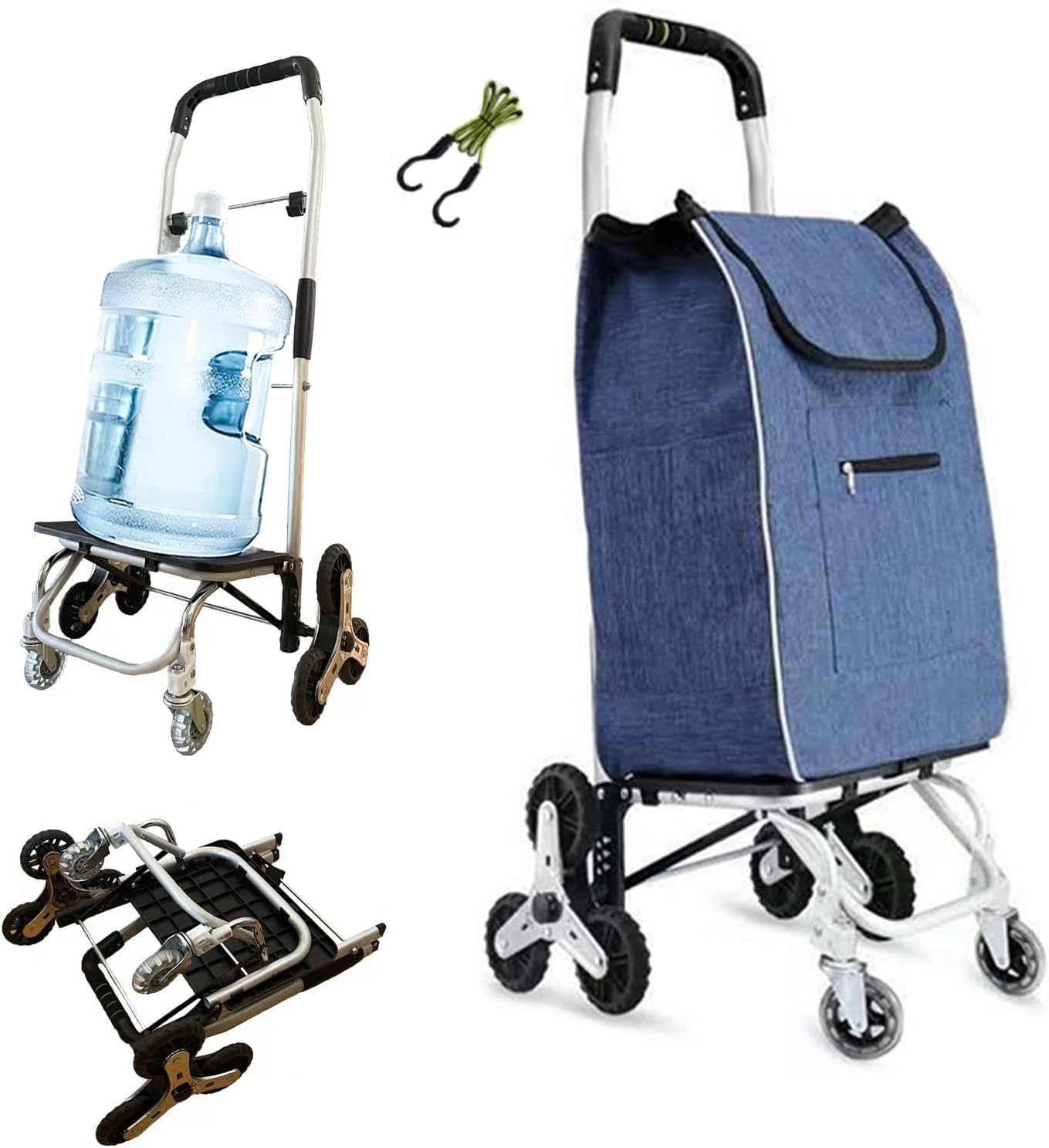 Foldable Cart with Aluminum Frame, Waterproof Canvas, 8 Wheel, Navy Blue, Pack of 2 K67141