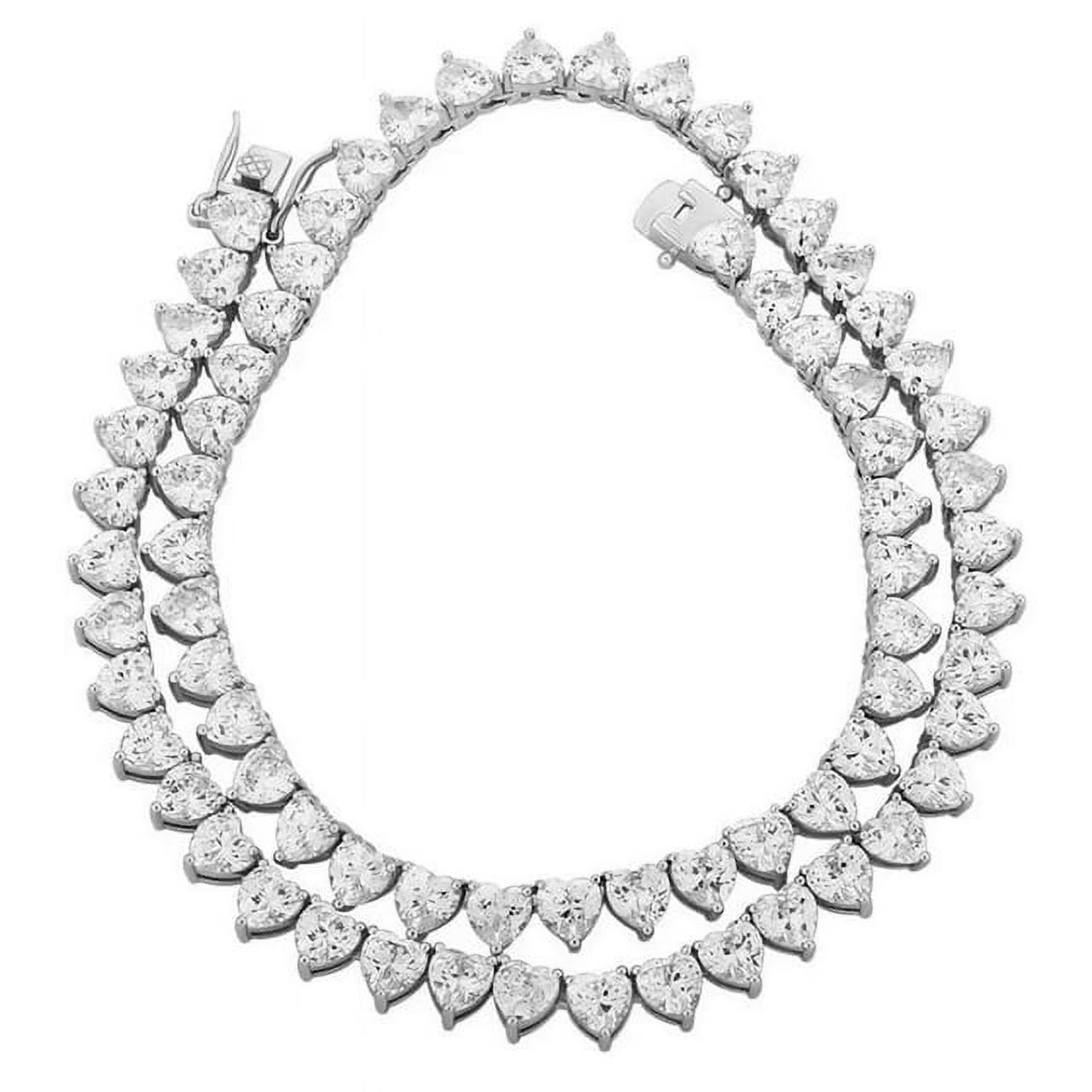 14K White Gold Tennis Necklace O63524