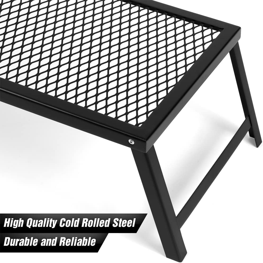 Black Steel Folding Campfire Grill with Legs R839