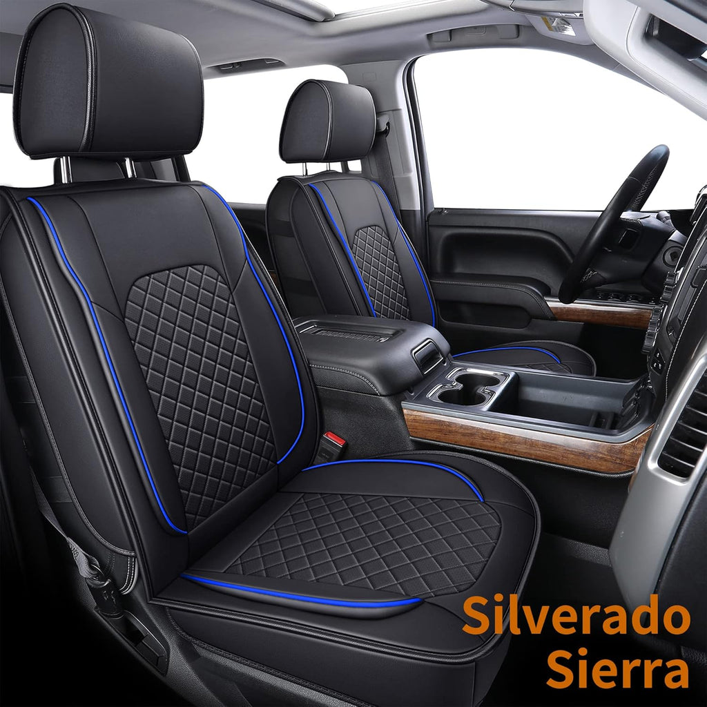 Black Faux Leather Seat Covers Front Set 2pcs S48404