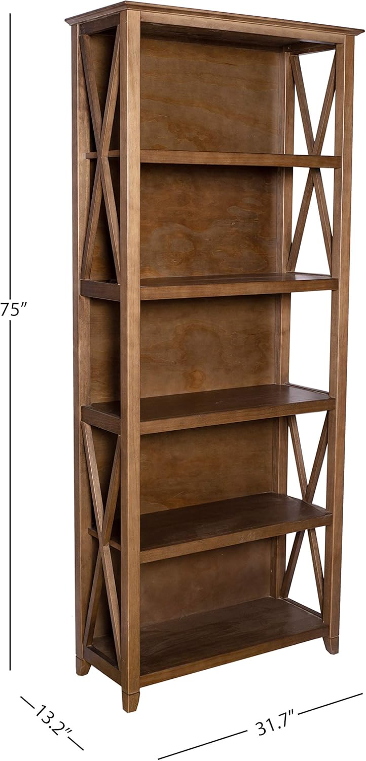 Weathered Oak Finish 5-Shelf Bookcase X3932