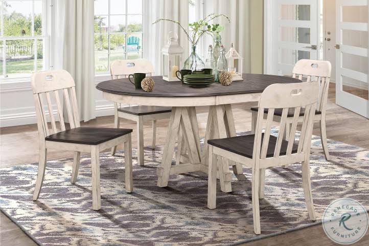 Antique White and Gray Side Chair Set of 2 J2146