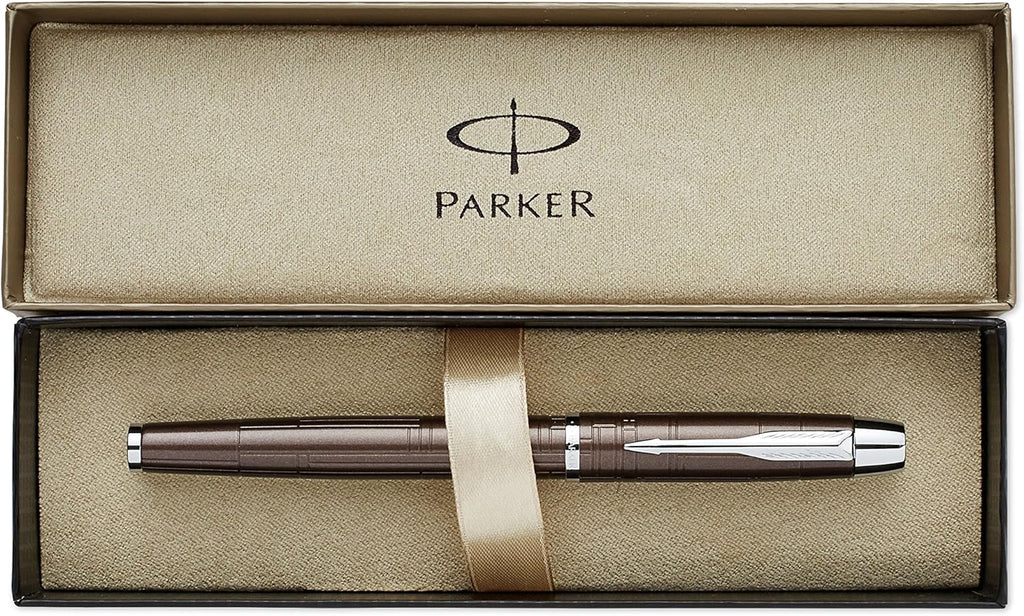 Brown Metallic Rollerball Pen with Fine Black Refill, Pack of 2 Y14588