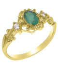 9k Yellow Gold Emerald & Diamond Engagement Ring V67026