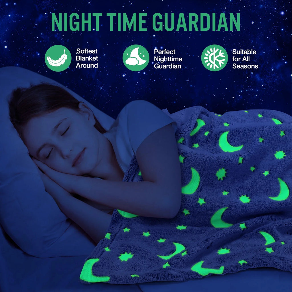 Glow in The Dark Plush Fleece Throw Blanket 60x70 inches Grey R56578