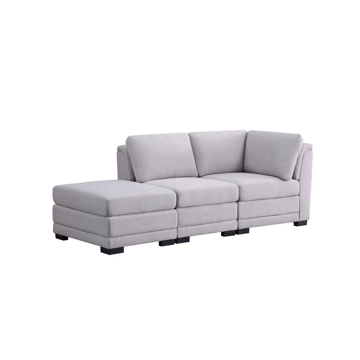 Light Gray Linen Fabric Reversible Sofa with Ottoman Q1332