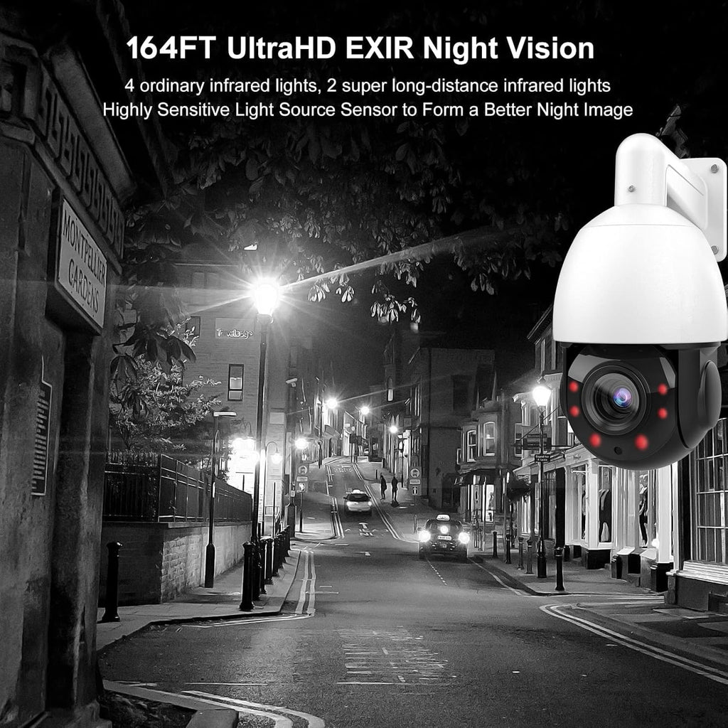 4K 8MP Outdoor PTZ PoE IP Camera Speed Dome with 18x Optical Zoom, 164ft IR Night Vision, IP66 Q78136